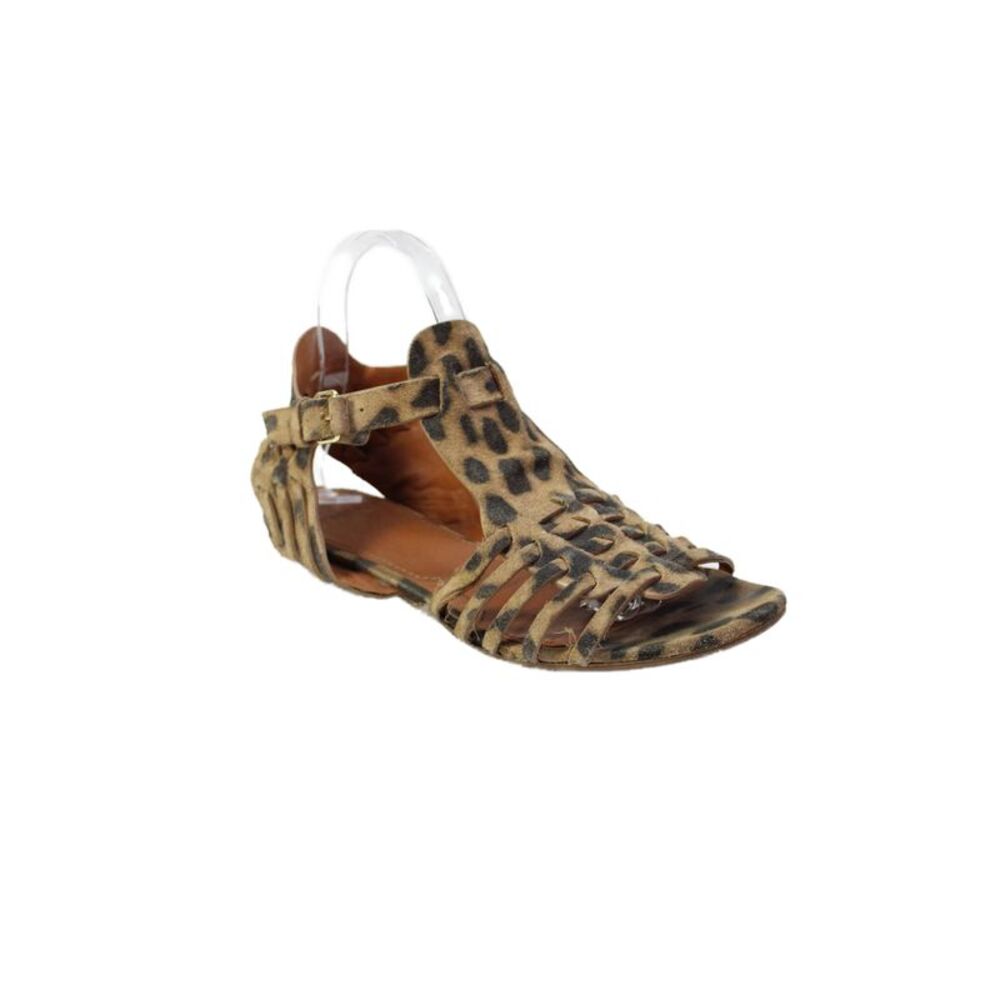 Givenchy Womens Animal Print Ankle Strap Sandals Brown Black Size 38 8